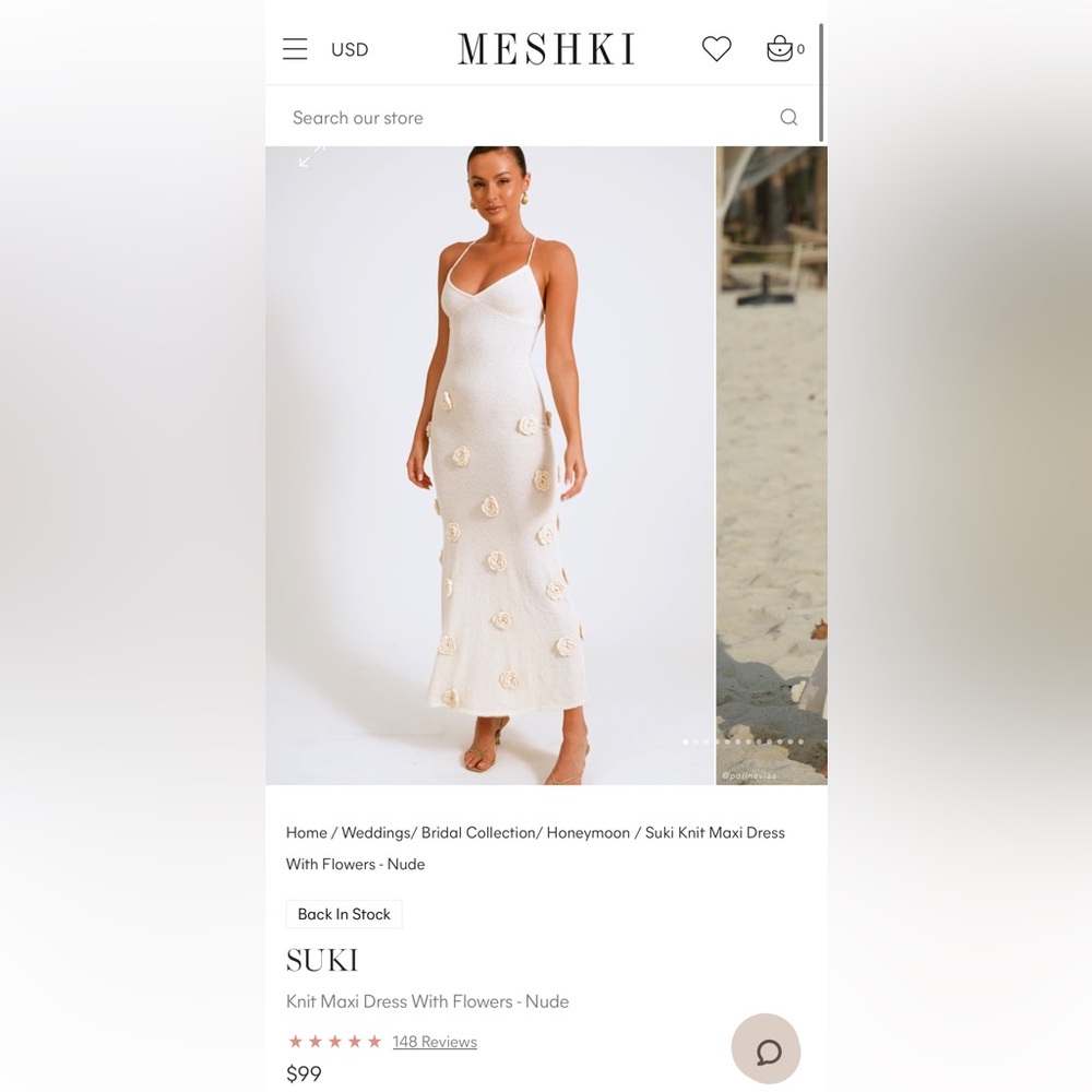 Meshki SUKI
Knit Maxi Dress With Flowers - Nude